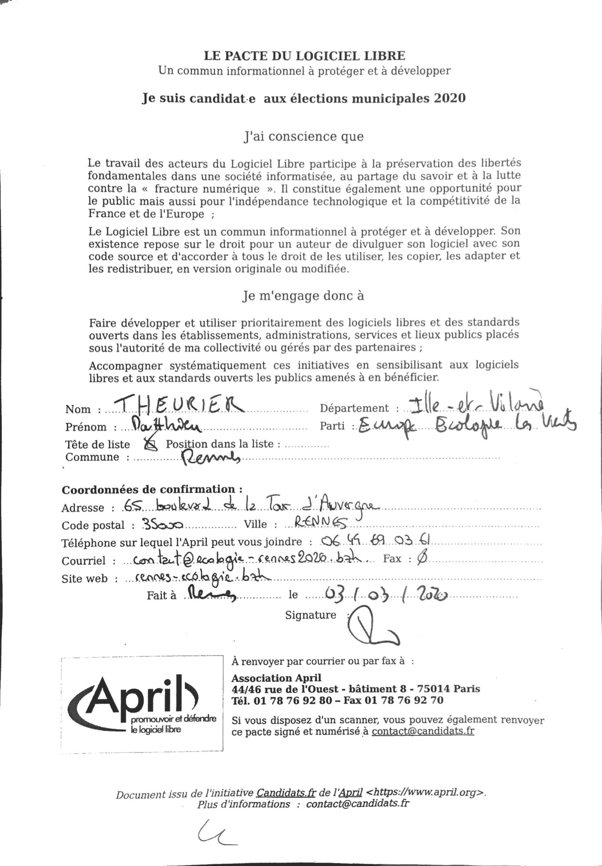 Pacte du logiciel libre